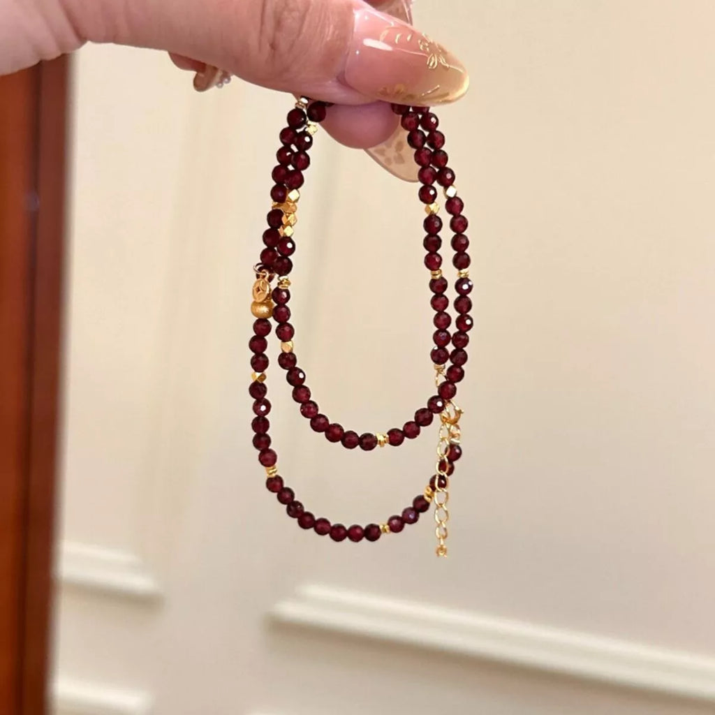 Double Layered Beaded Bracelet with Gold Accents