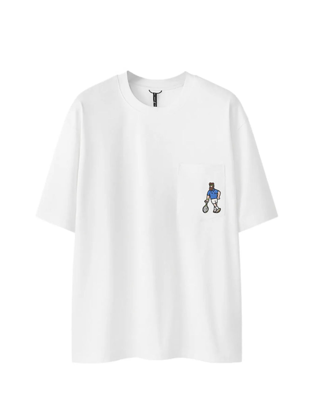 Men's Embroidered Tennis Player Round Neck T-Shirt