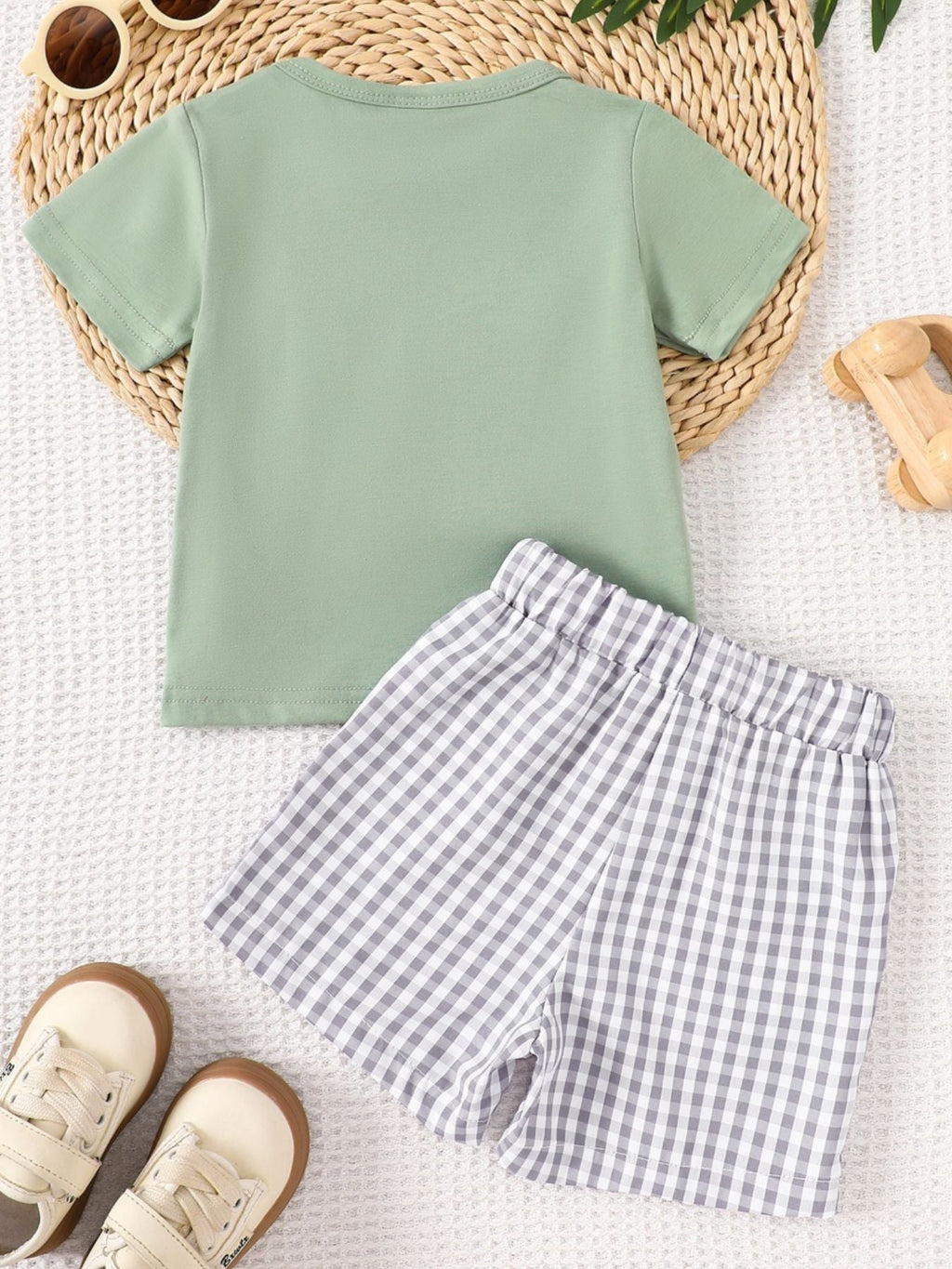 Children's Animal Embroidered Tee and Shorts Set