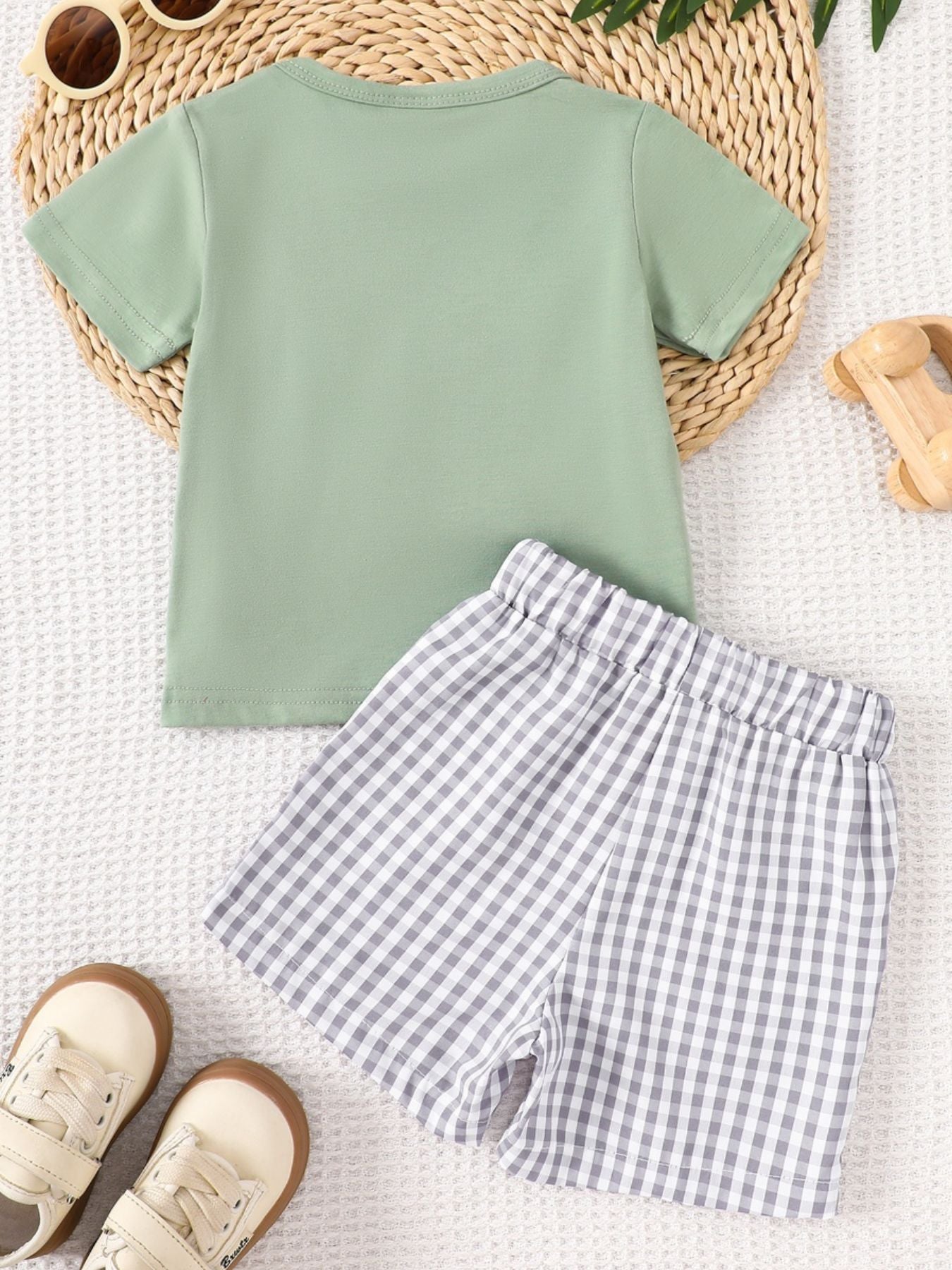 Children's Animal Embroidered Tee and Shorts Set