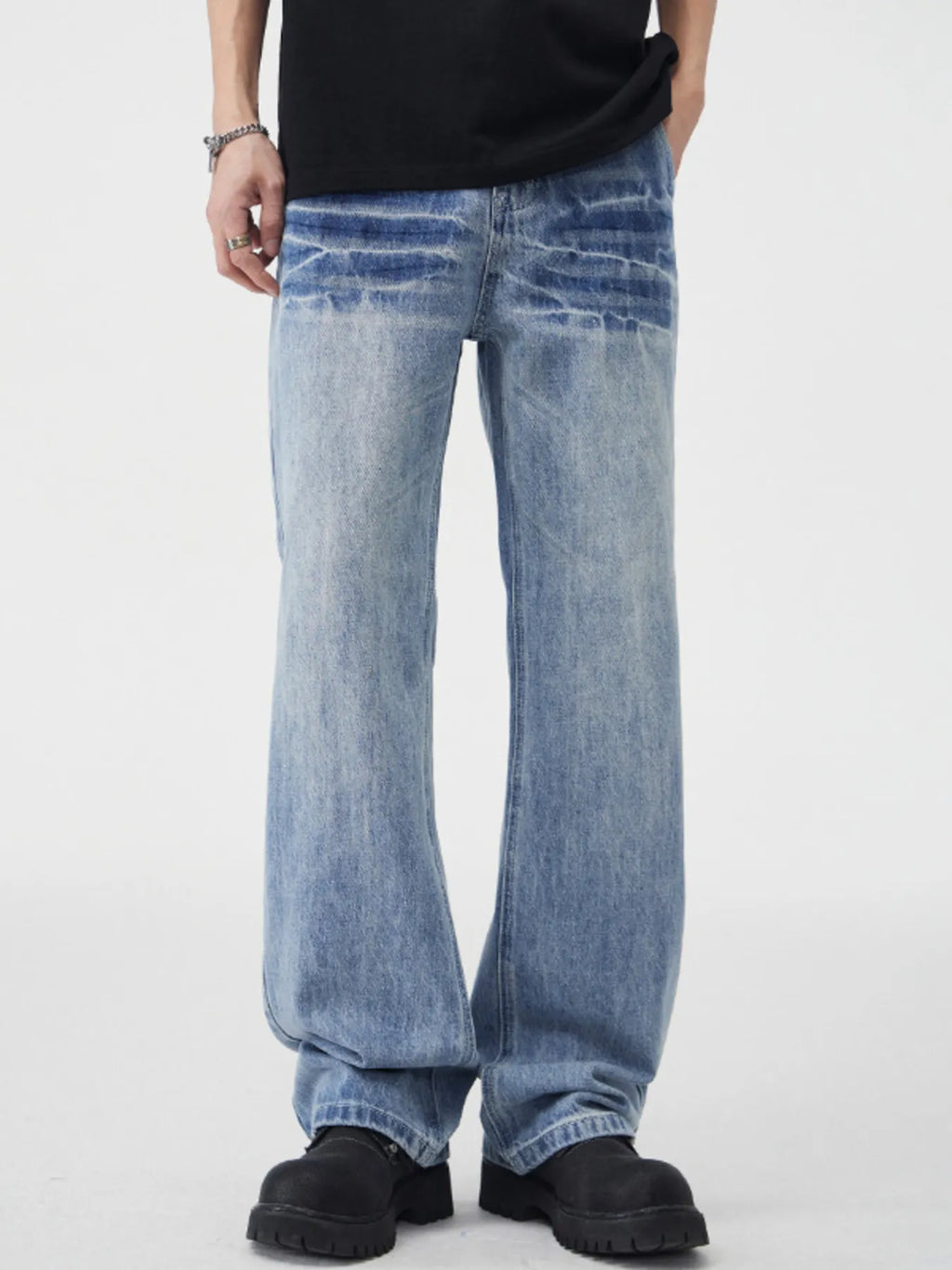 Men's Vintage Wash Wide Leg Jeans