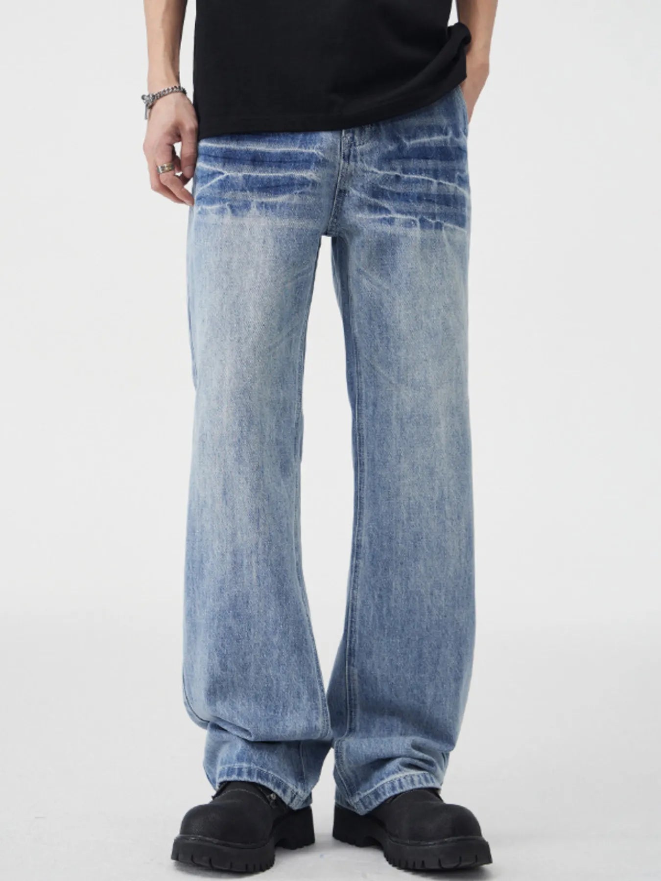 Men's Vintage Wash Wide Leg Jeans