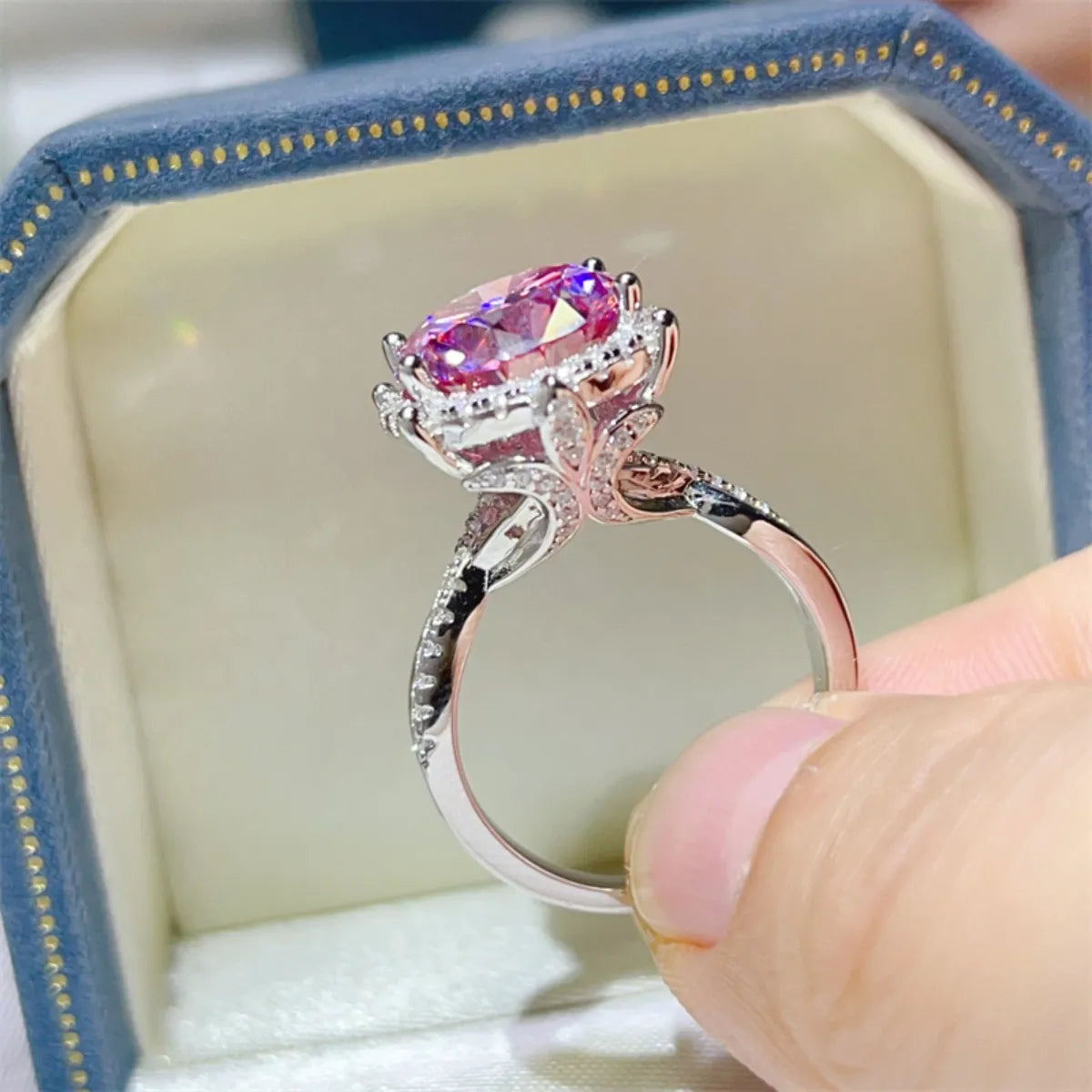 5 Carat Moissanite Halo Engagement Ring
