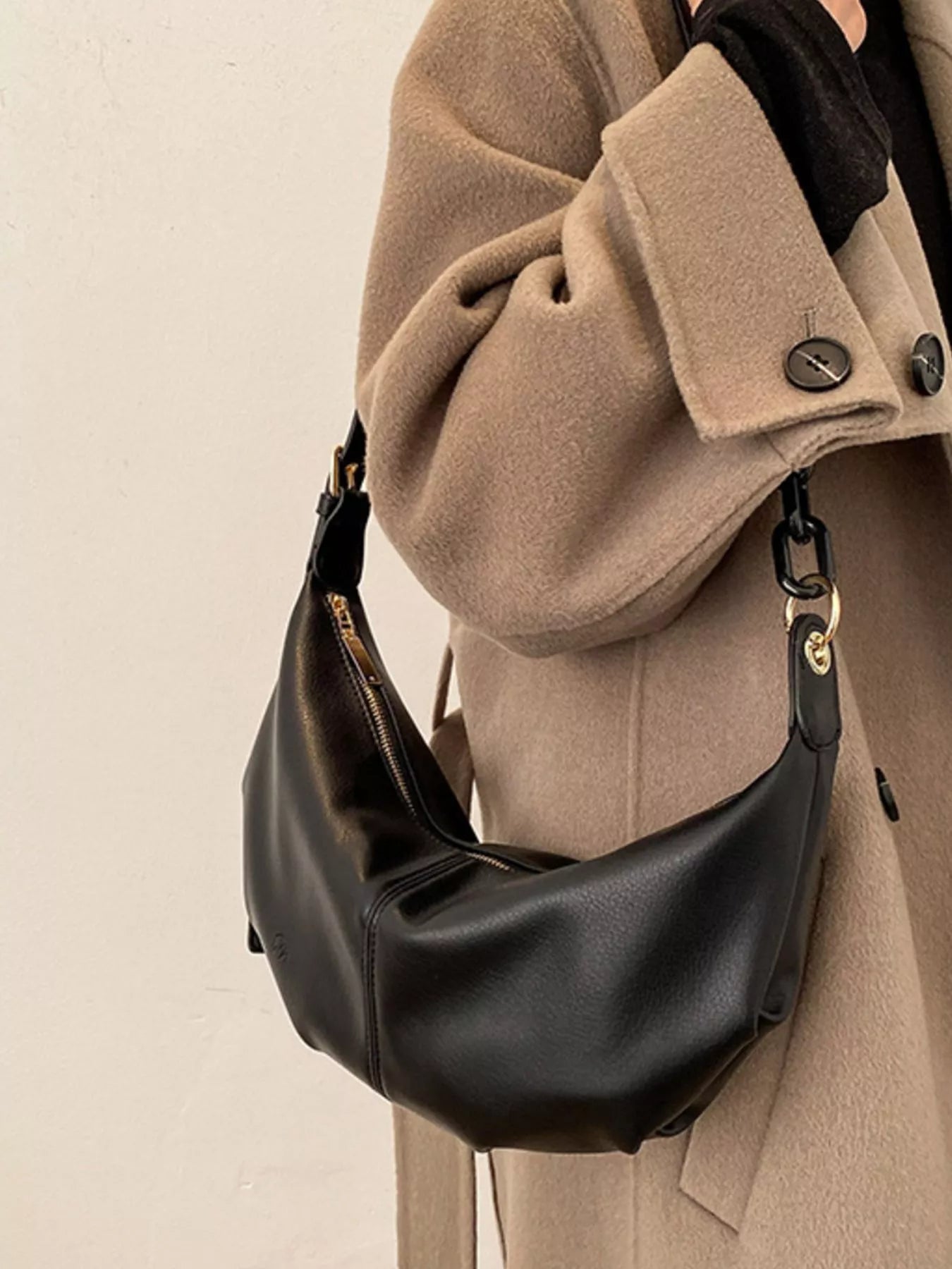 Leather Crescent Crossbody Bag