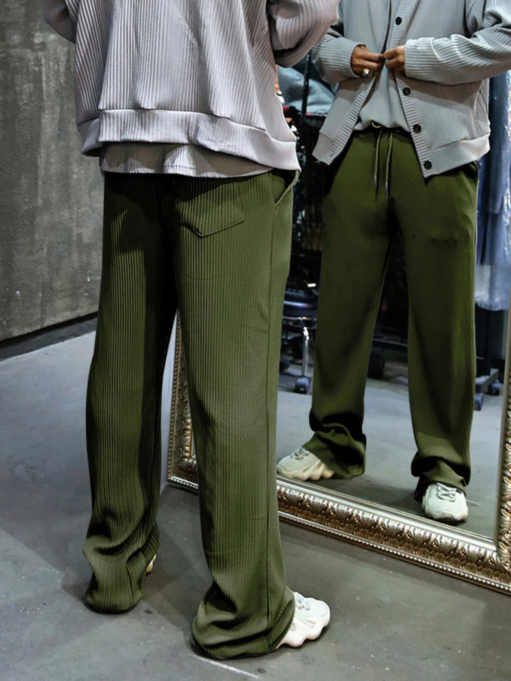 Men's Full Size Relaxed Fit Drawstring Wide Leg Pants Plus Size