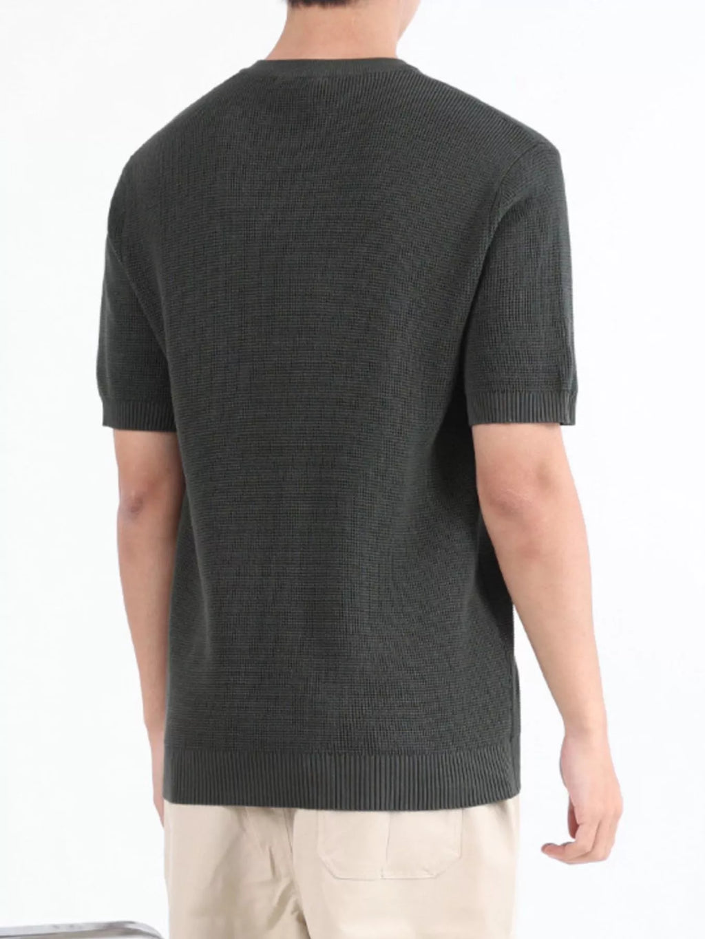 Men's Plus Size Textured Knit Henley T-Shirt