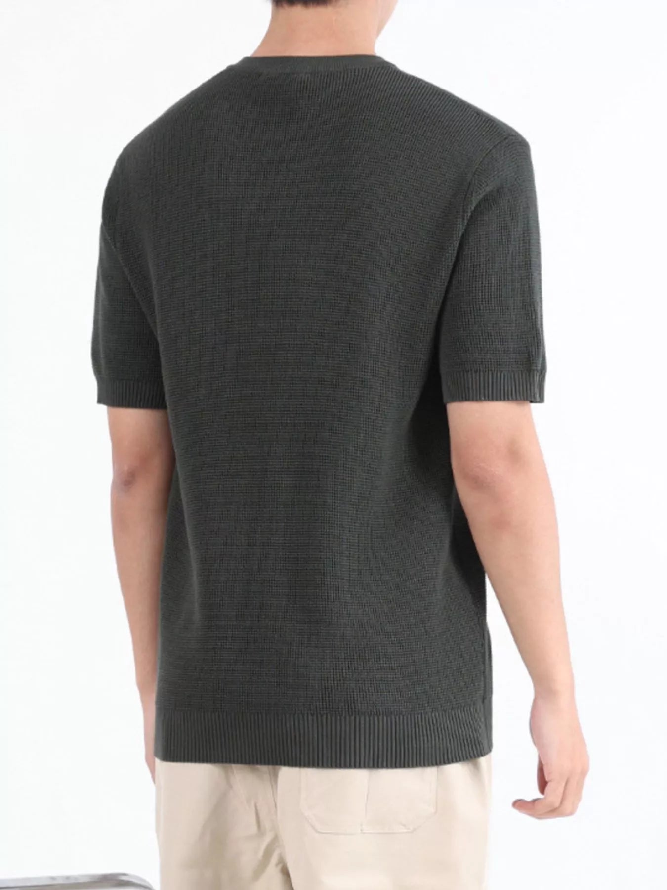 Men's Plus Size Textured Knit Henley T-Shirt