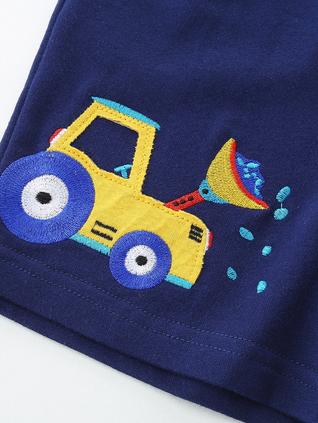 Children's Embroidered Construction Vehicle Shorts