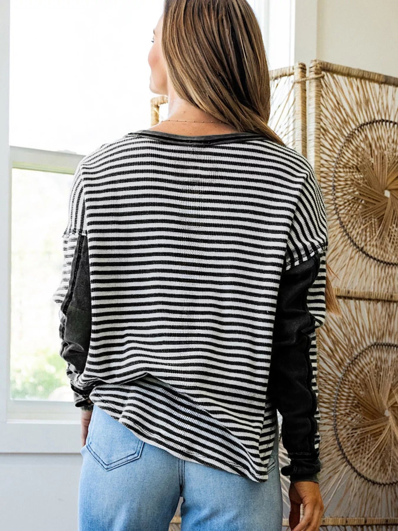 Striped Drop Shoulder Casual Top