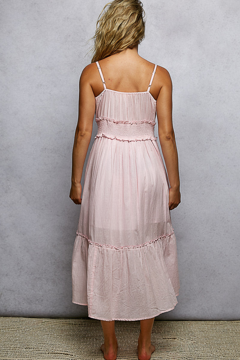 POL Smocked Waistband Floral Midi Cami Dress