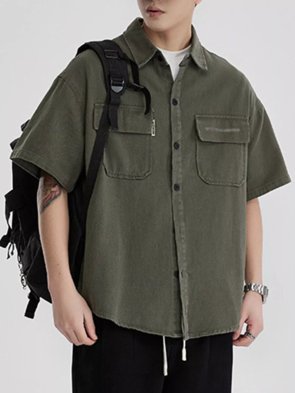 Men's Full Size Button Down Oversized Short Sleeve Shirt Plus Size