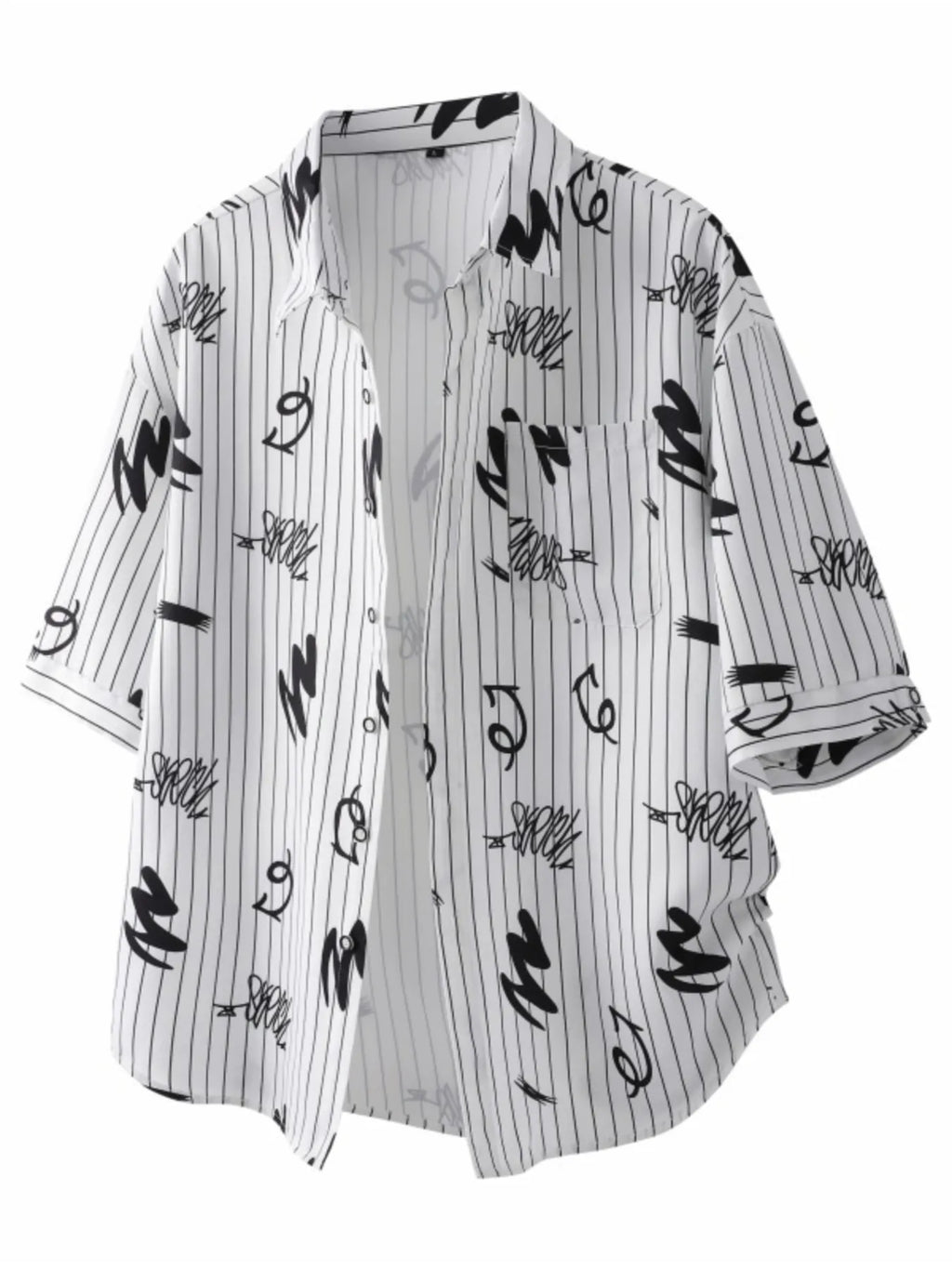 Men's Plus Size Striped Print Short Sleeve Casual Shirt