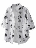 Men's Plus Size Striped Print Short Sleeve Casual Shirt