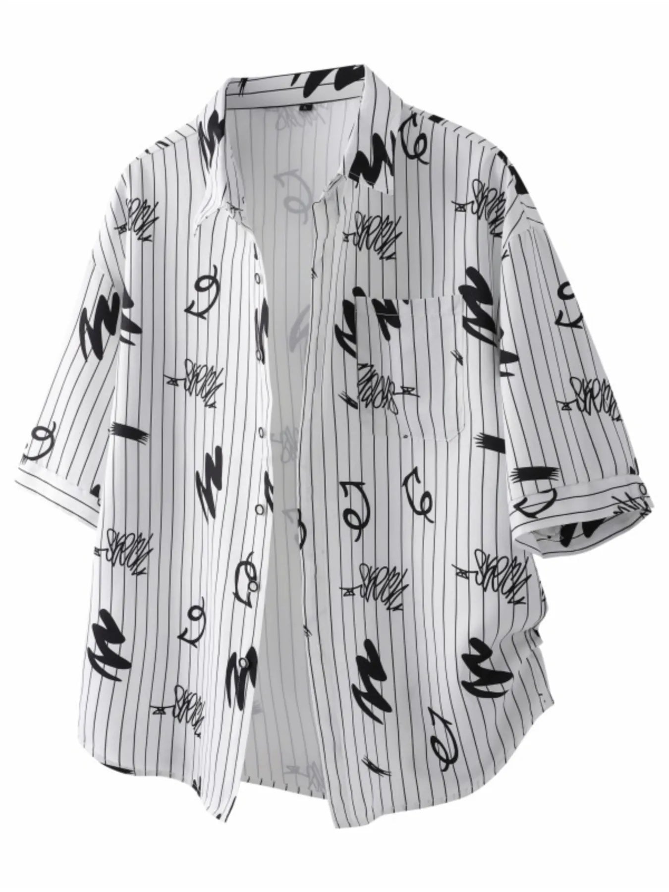 Men's Plus Size Striped Print Short Sleeve Casual Shirt