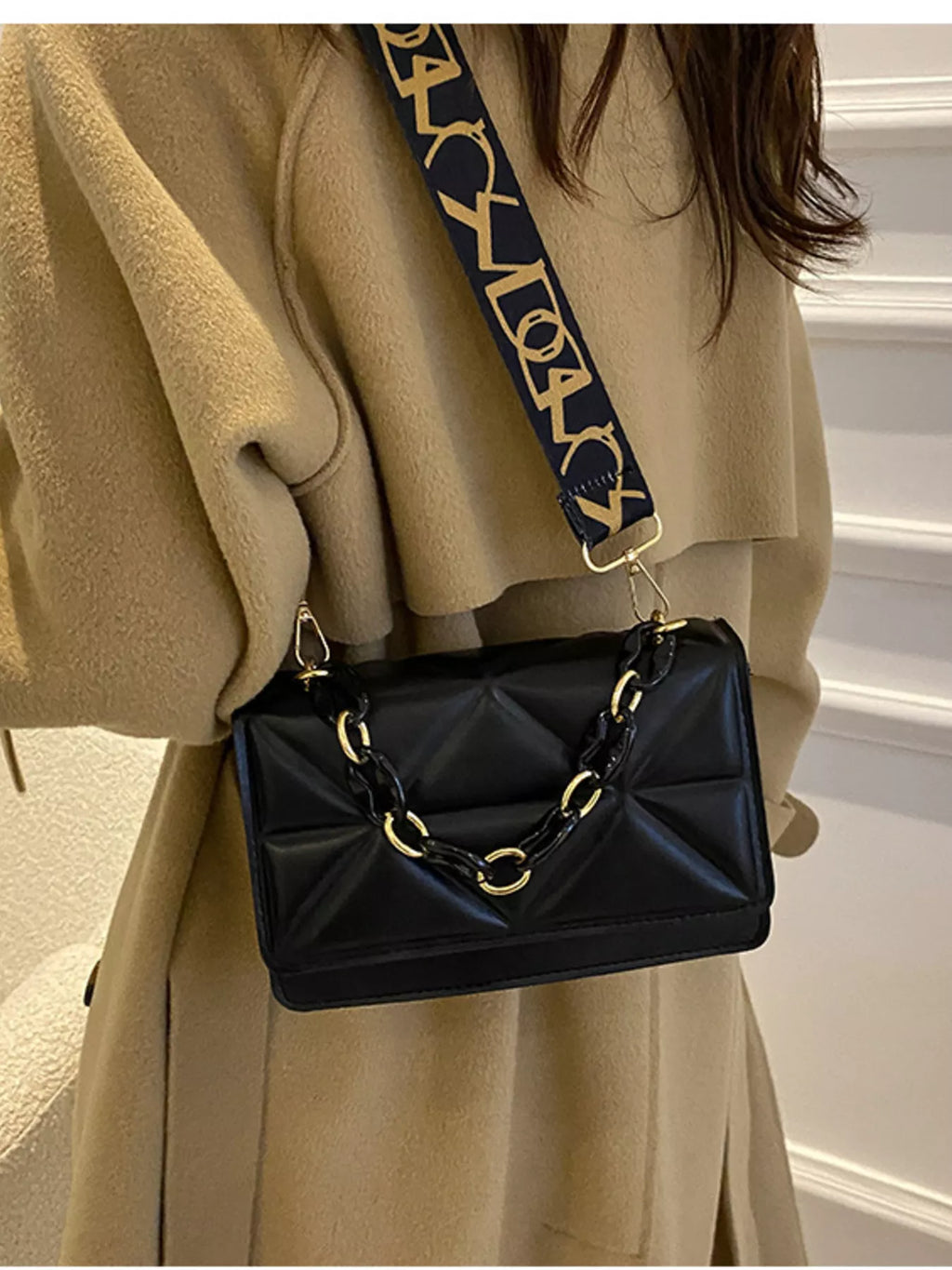 Quilted Adjustable Strap Crossbody Bag