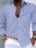 Men's Full Size Striped Button Up Long Sleeve Shirt Plus Size