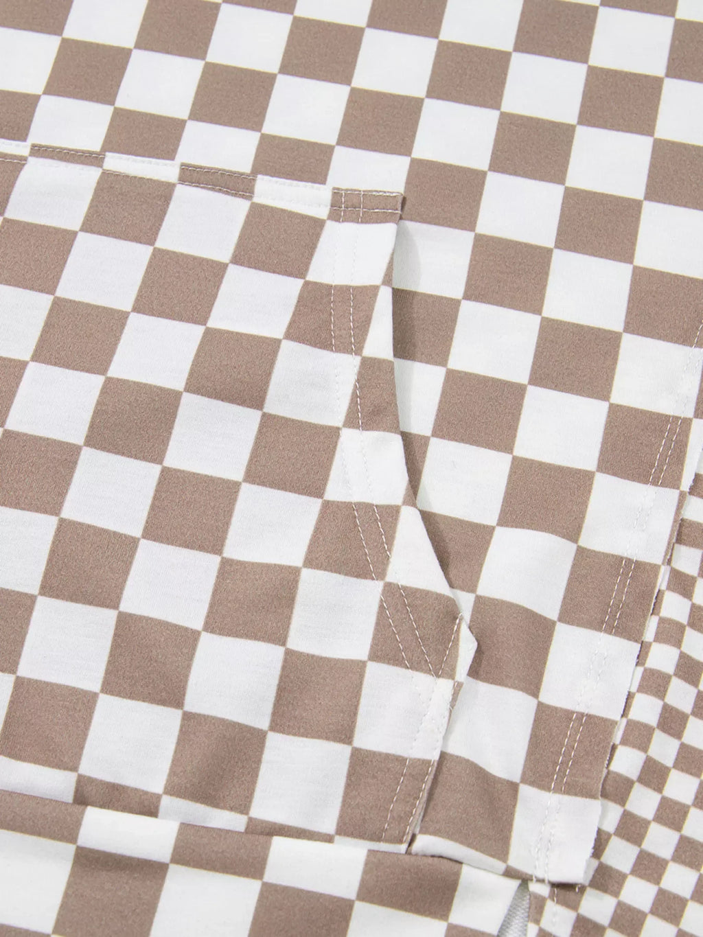 Checkered Pattern Oversized Drawstring Hoodie