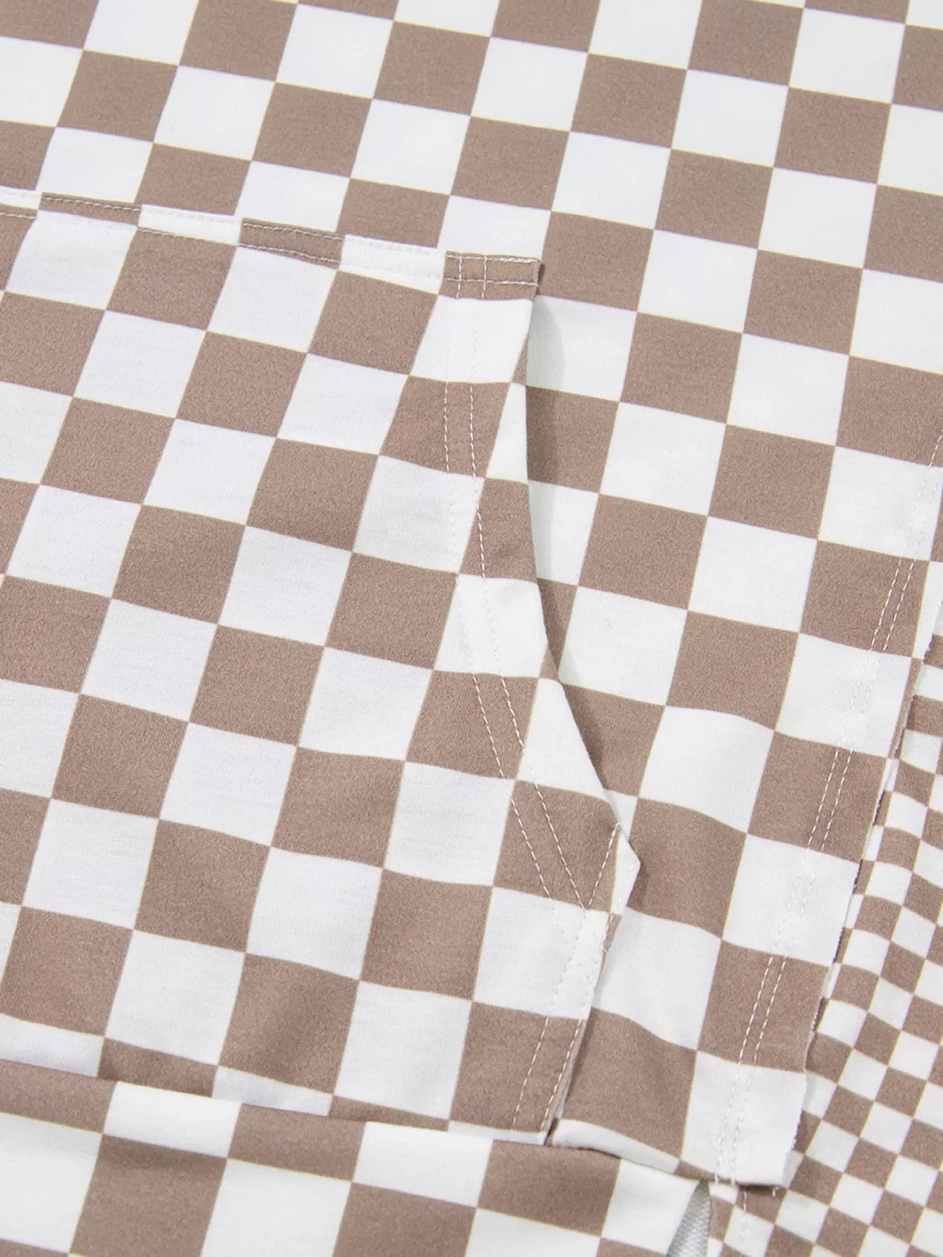 Checkered Pattern Oversized Drawstring Hoodie