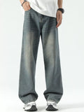 Men's Full Size Vintage Wash Wide Leg Jeans Plus Size