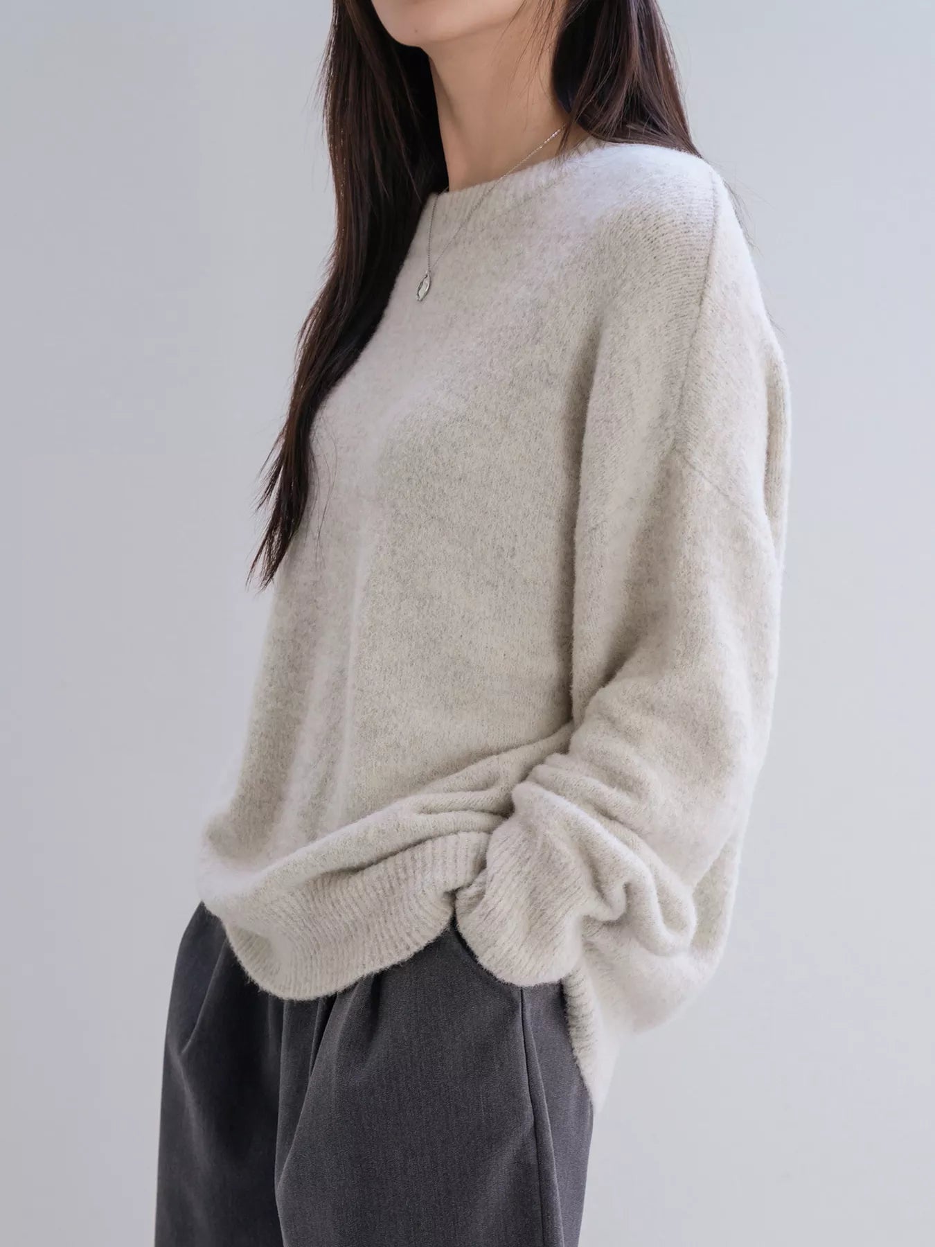 Full Size Cozy Knit Round Neck Oversized Sweater Plus Size