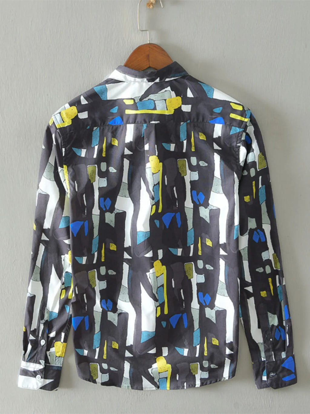 Men's Plus Size Printed Button Up Long Sleeve Shirt