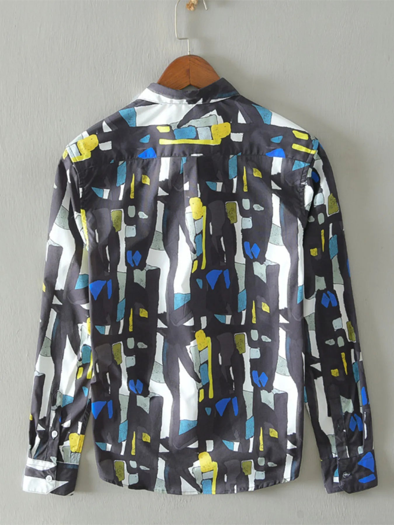 Men's Plus Size Printed Button Up Long Sleeve Shirt