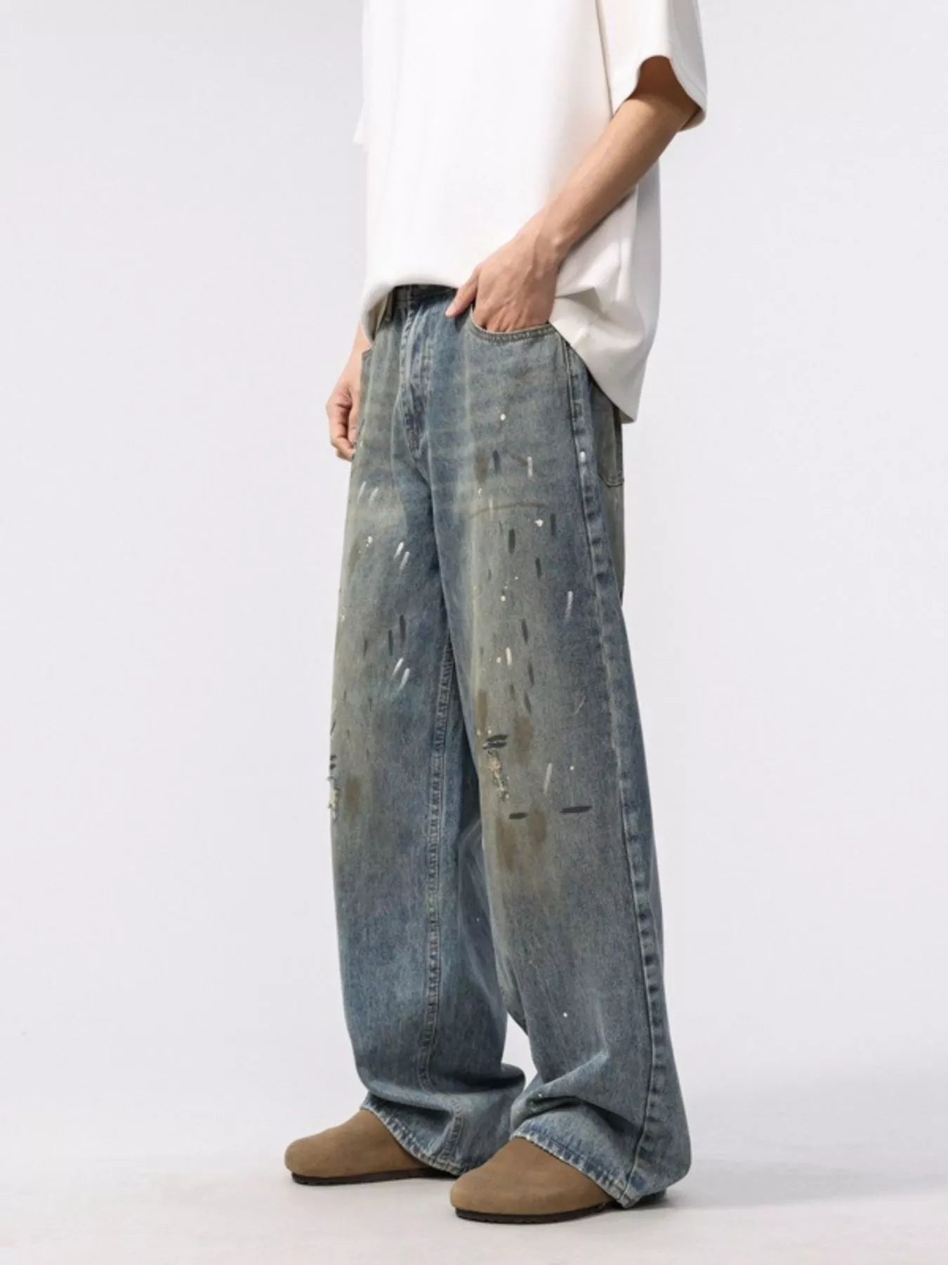 Men's Washed Loose Fit Jeans