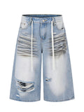 Men's Full Size Distressed Wide-Leg Capri Jeans Plus Size