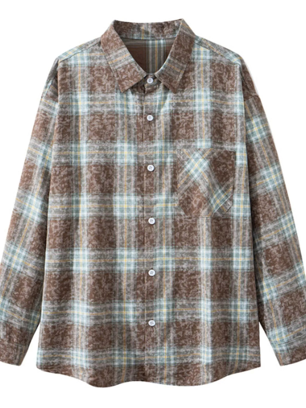 Men's Plus Size Plaid Button Up Long Sleeve Shirt