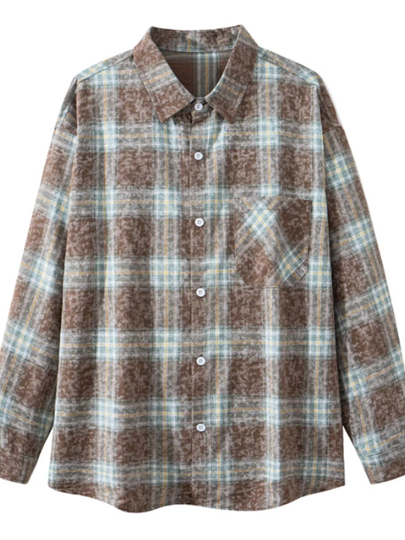 Men's Plus Size Plaid Button Up Long Sleeve Shirt