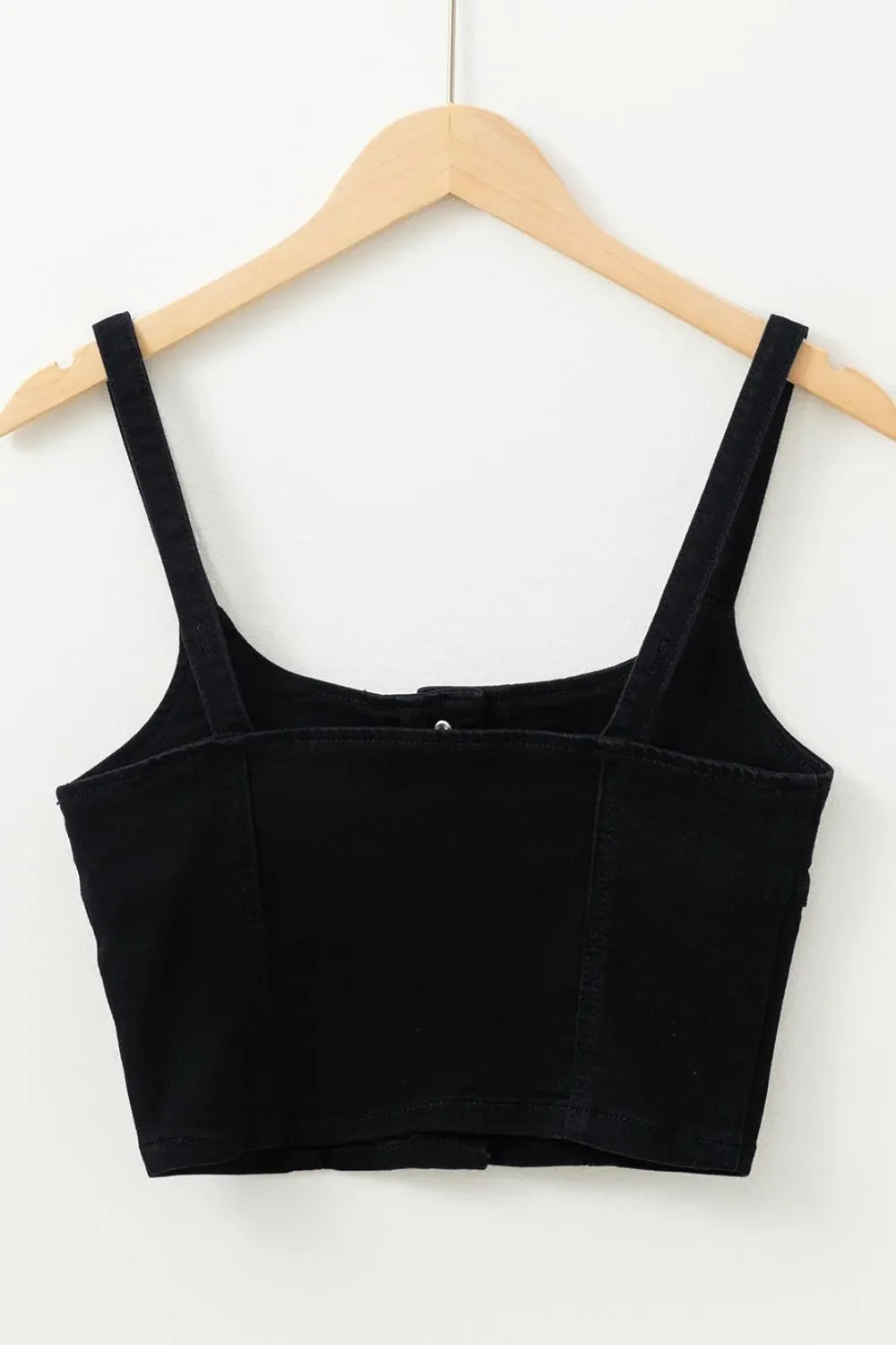 Acid Wash Buttoned Cropped Slim Denim Tank Top