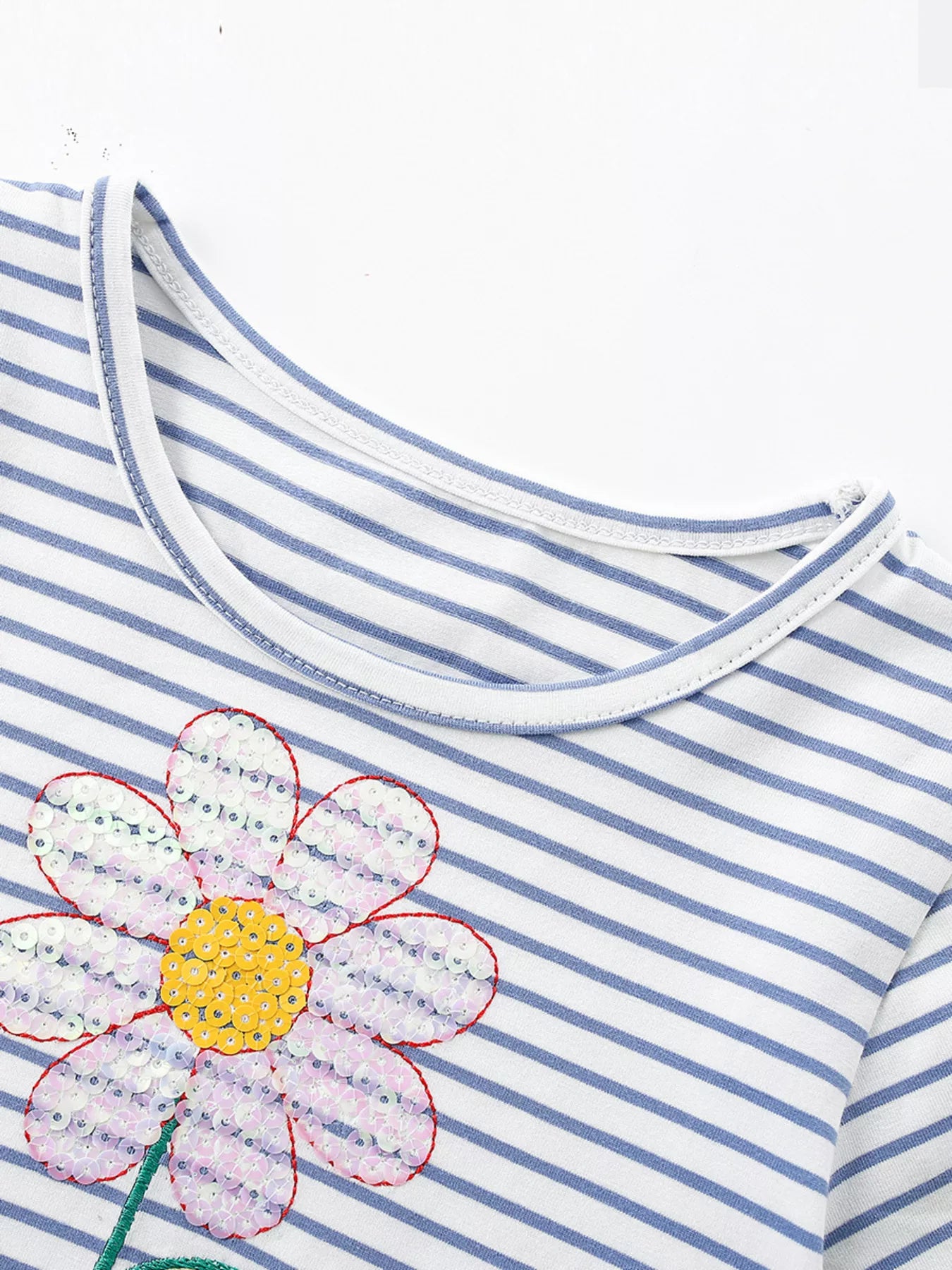 Children's Striped Sequin Flower Tulle Dress