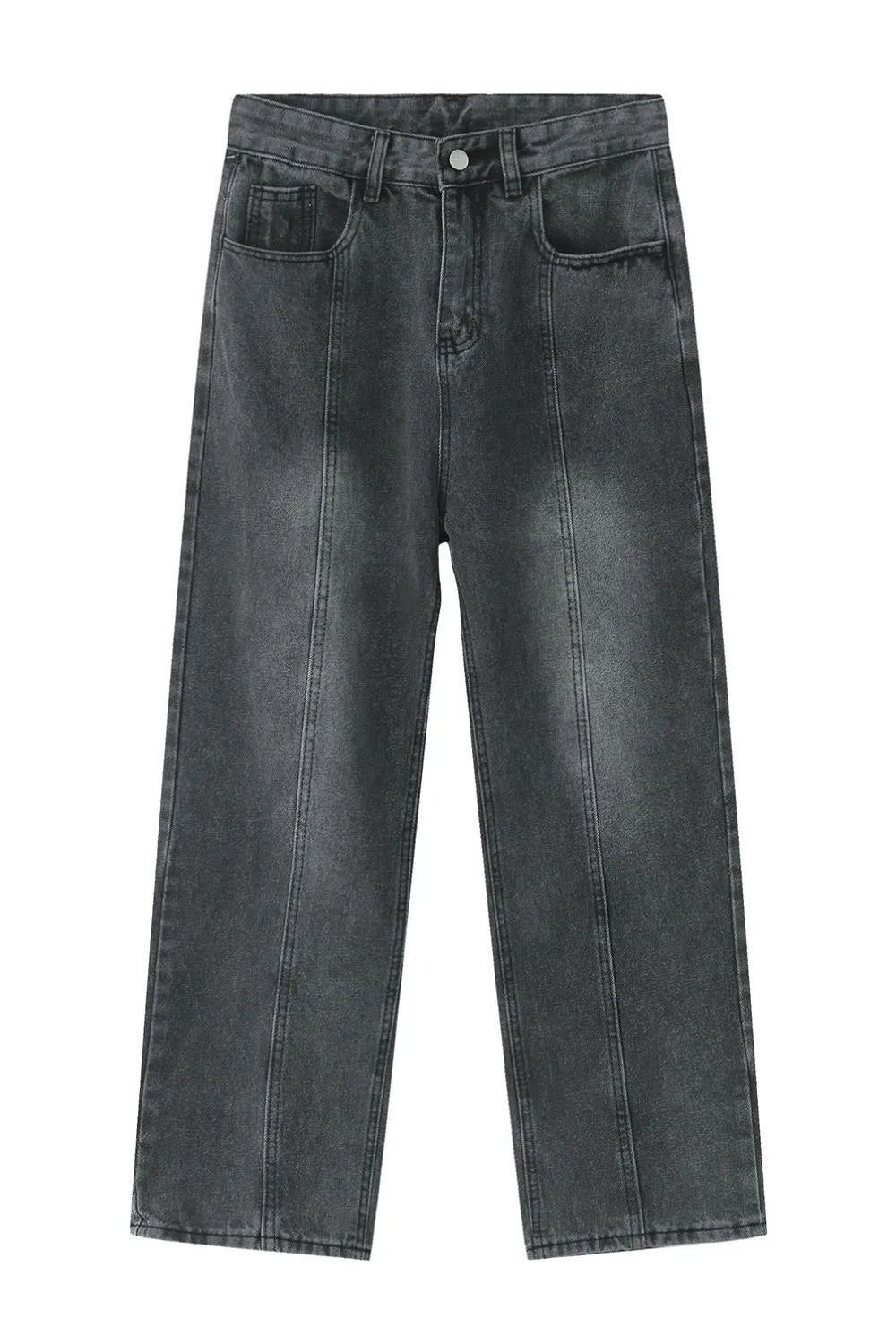 Men's Washed Splicing Straight Leg Jeans