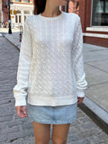 Cable-Knit Round Neck Pullover Sweater