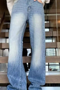 Men's Full Size Vintage Wash Wide Leg Jeans Plus Size
