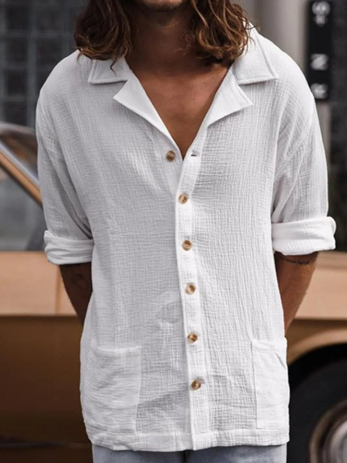 Men's Full Size Button-Up Relaxed Fit Shirt Plus Size