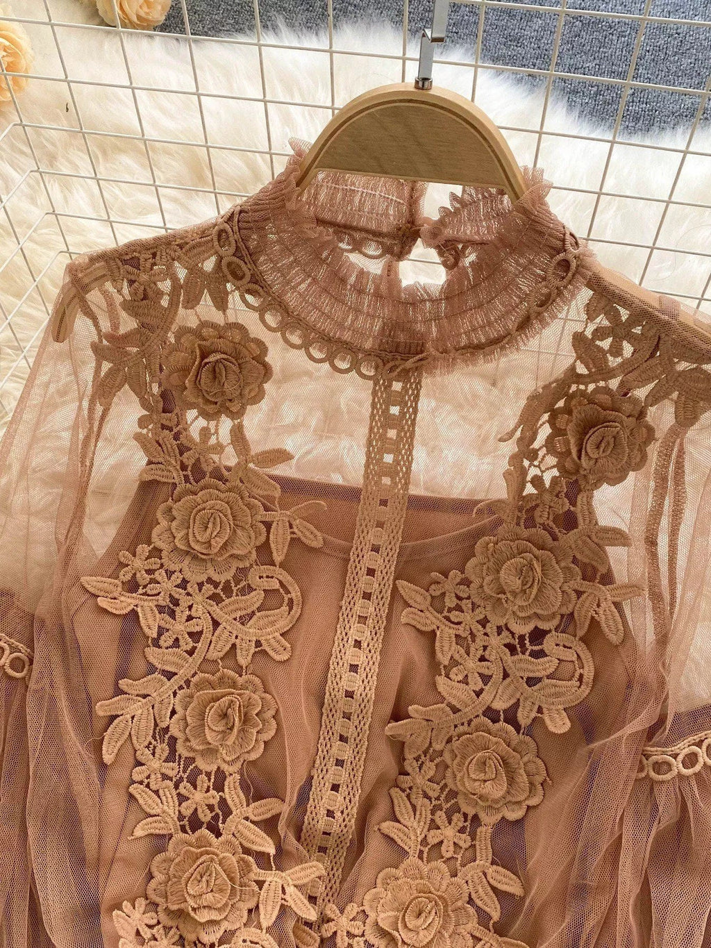 Floral Lace Blouse & Cami Set