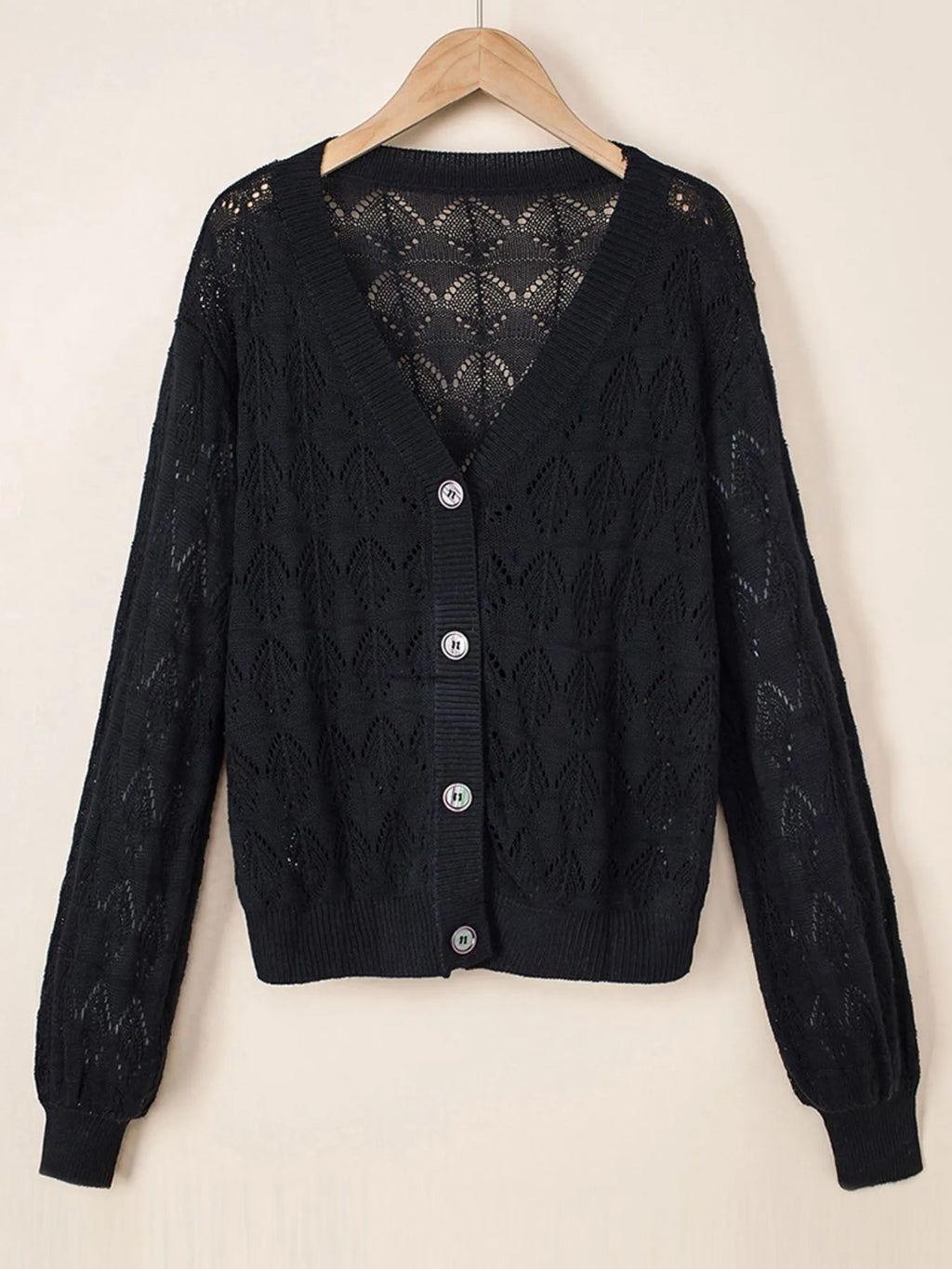 Openwork Button Up Cardigan