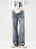 Men's Plus Size Wash Wide Leg Relaxed Fit Jeans