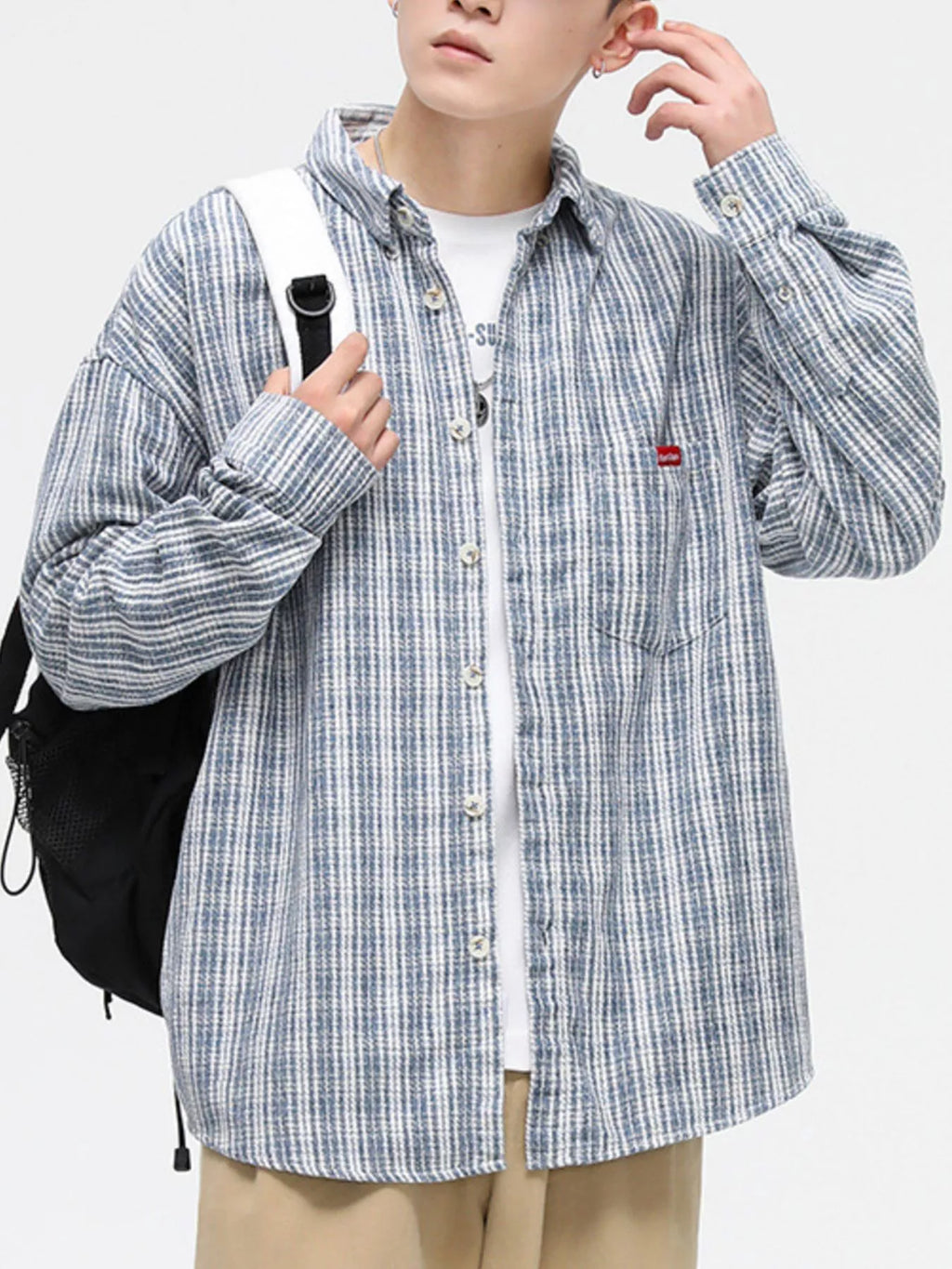 Men's Full Size Casual Plaid Button Up Shirt Plus Size