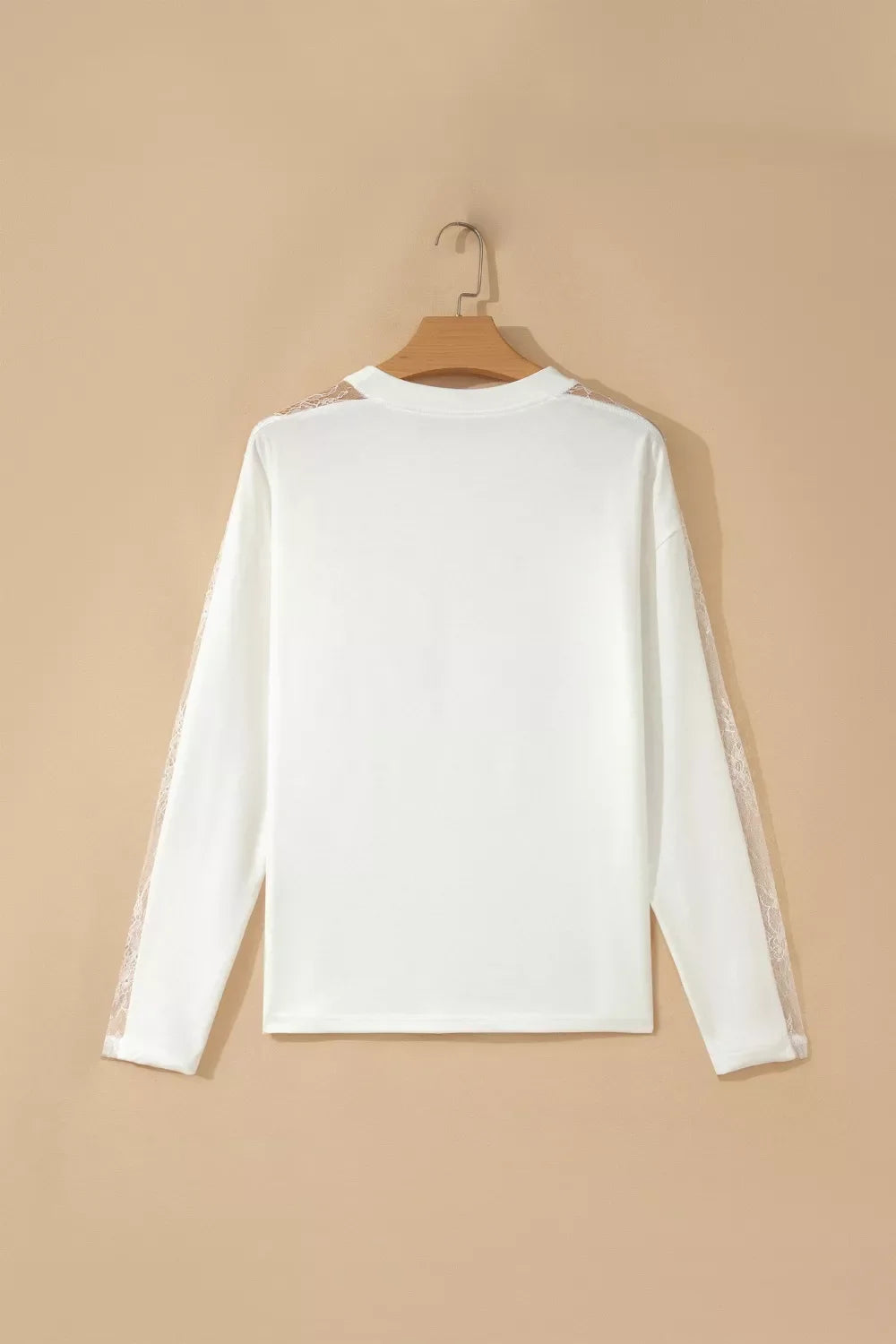 Lace Patchwork Round Neck Long Sleeve Top