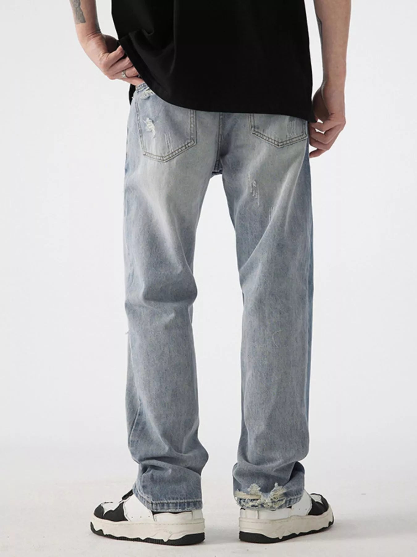 Men's Distressed Wide Leg Jeans