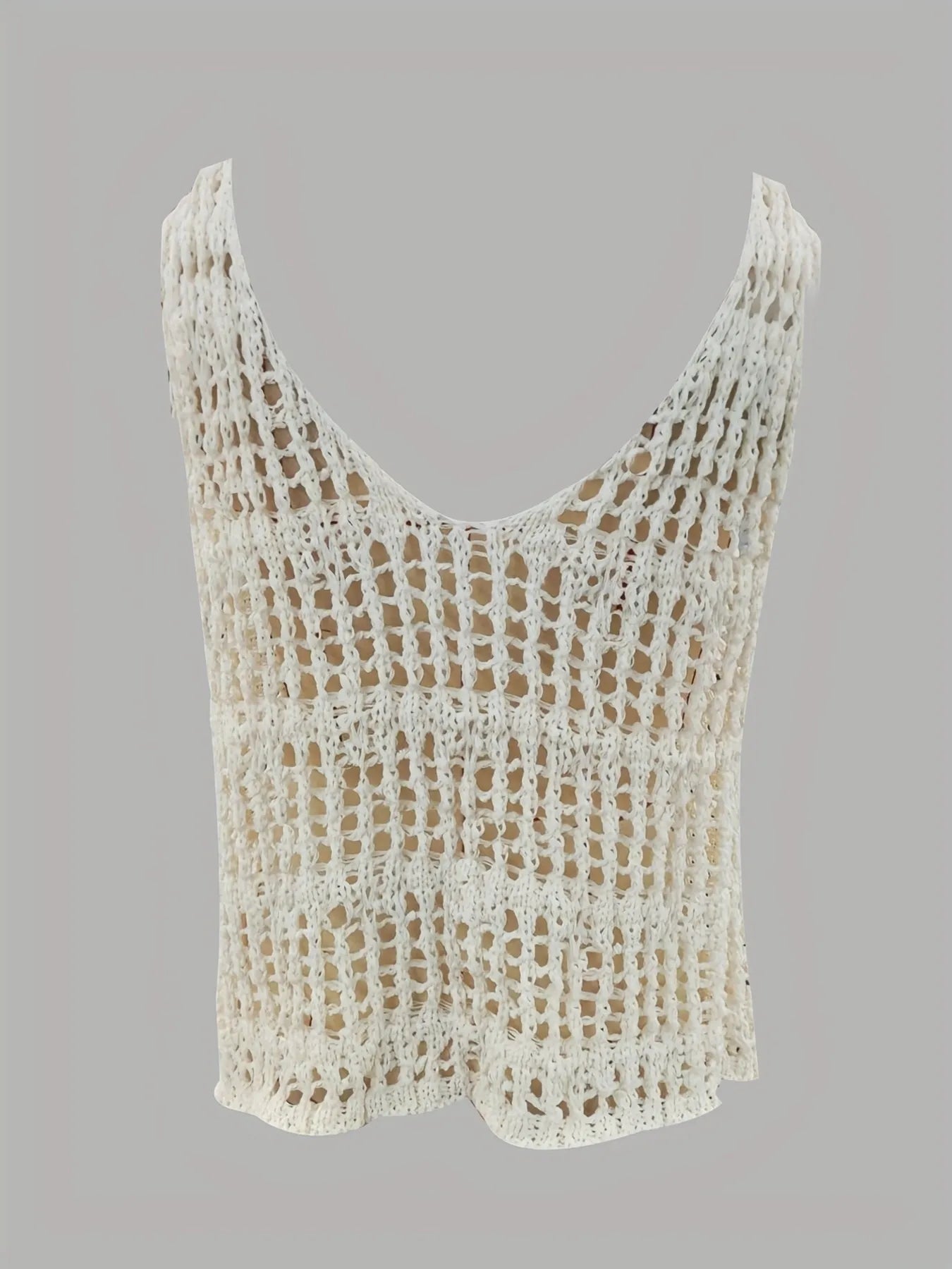 Crochet Knit V-Neck Sweater Vest