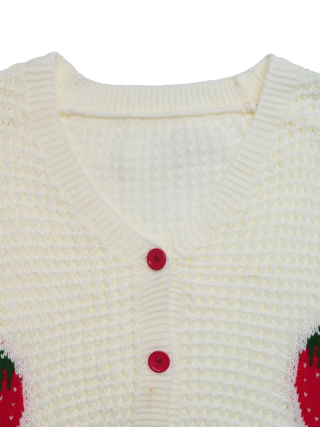 Strawberry Pattern V-Neck Button-Up Cardigan