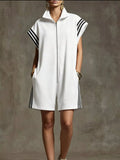 Striped Zip Front Romper