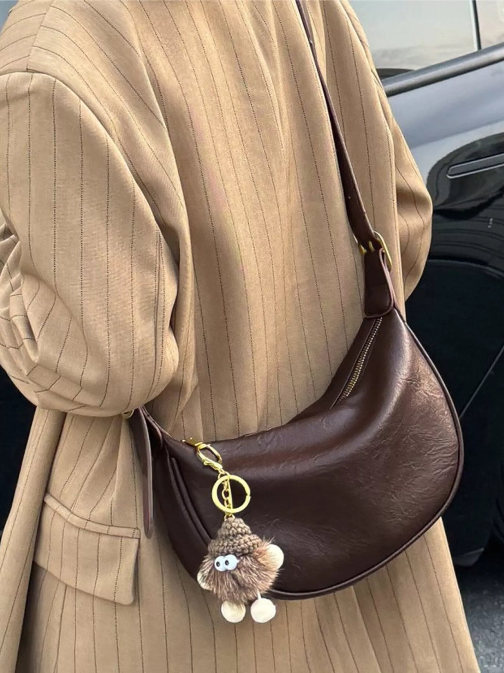 Vintage Style Crescent Crossbody Bag