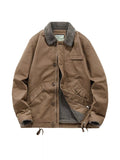 Men's Plus Size Sherpa Collar Button Up Jacket