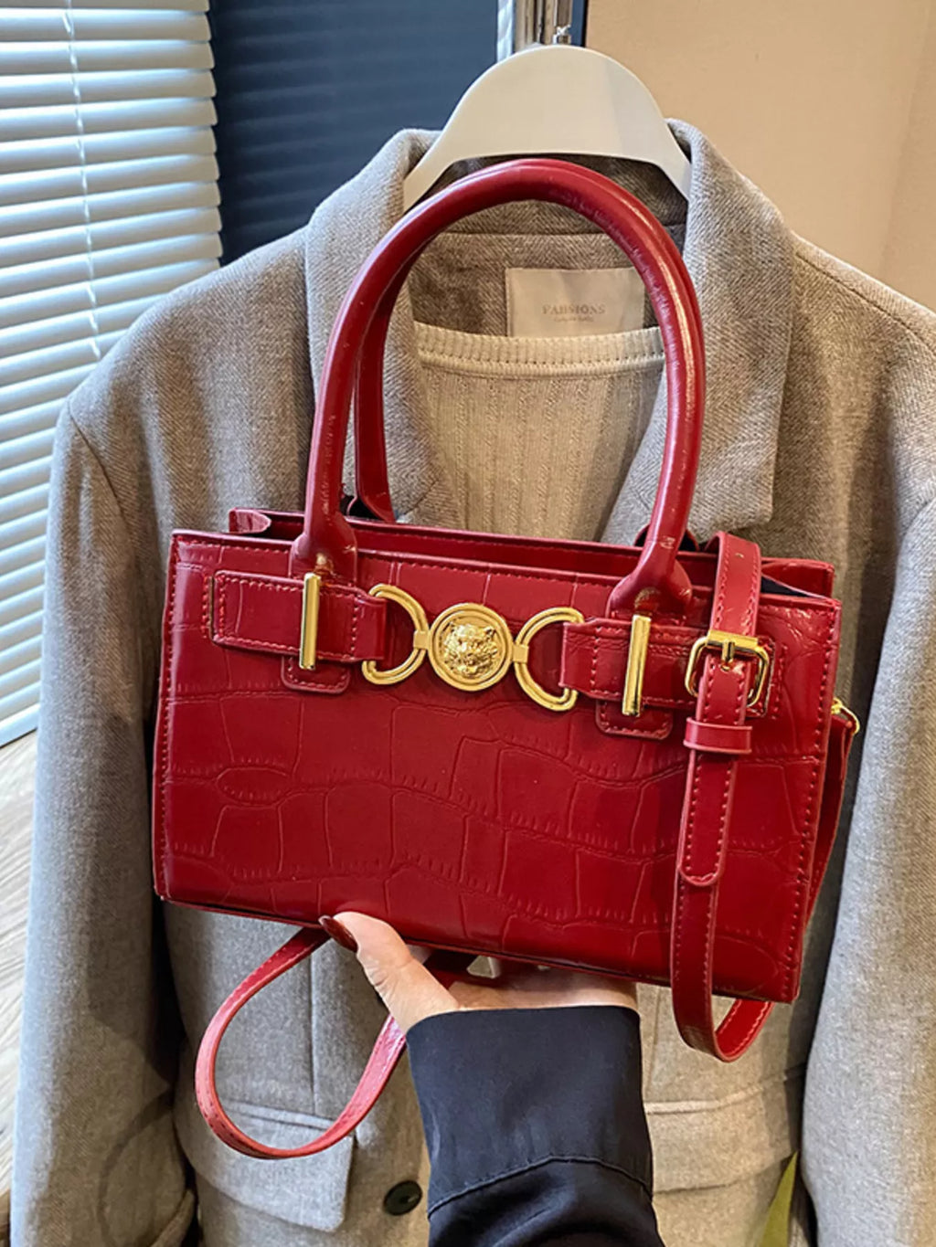 Crocodile Embossed Crossbody Bag