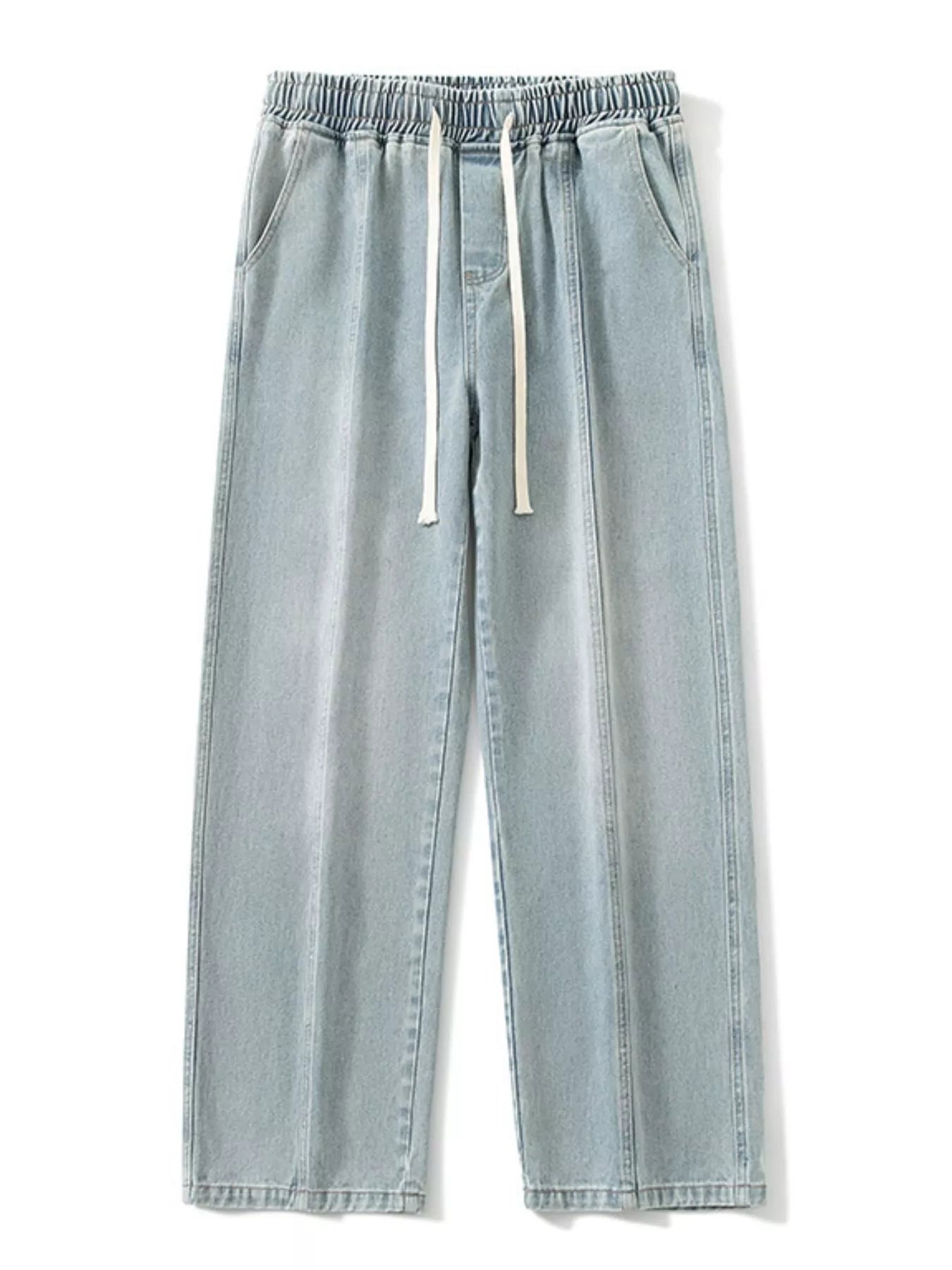 Men's Full Size Relaxed Fit Wide Leg Drawstring Jeans Plus Size