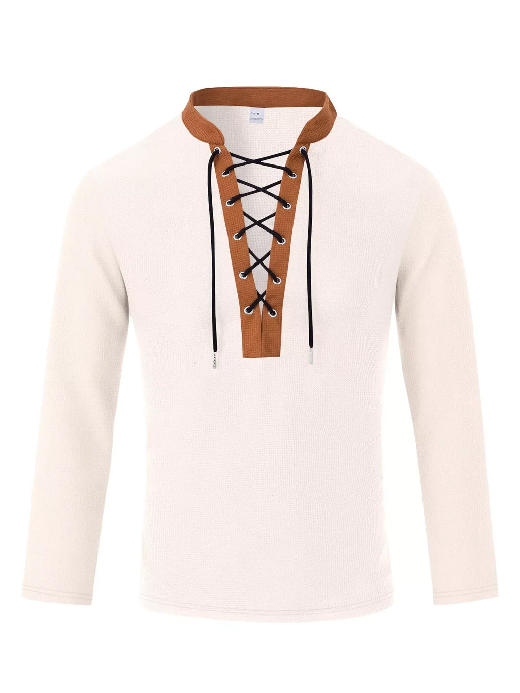 Men's Full Size Vintage Lace-Up Long Sleeve T-Shirt Plus Size